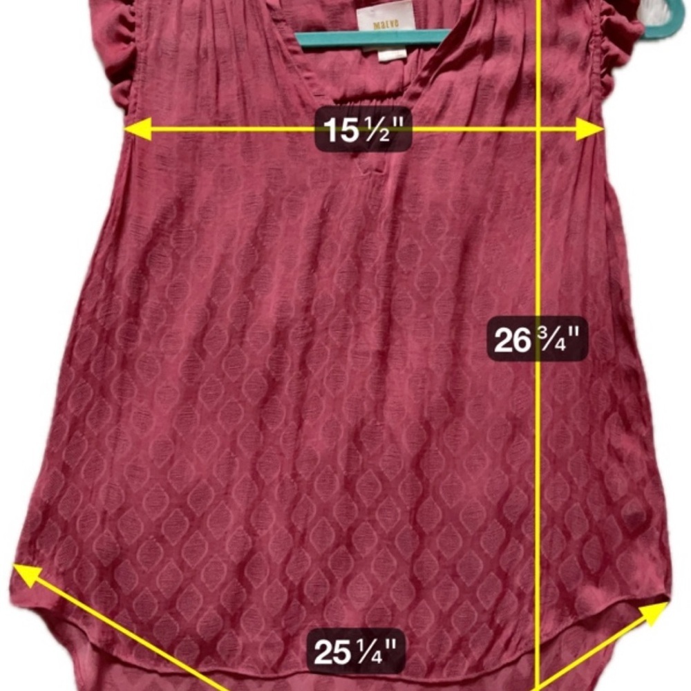 Maeve Anthropologie Women Blouse Rose Tyrie Ruffle Sleeveless V Neck Small - Picture 6 of 14